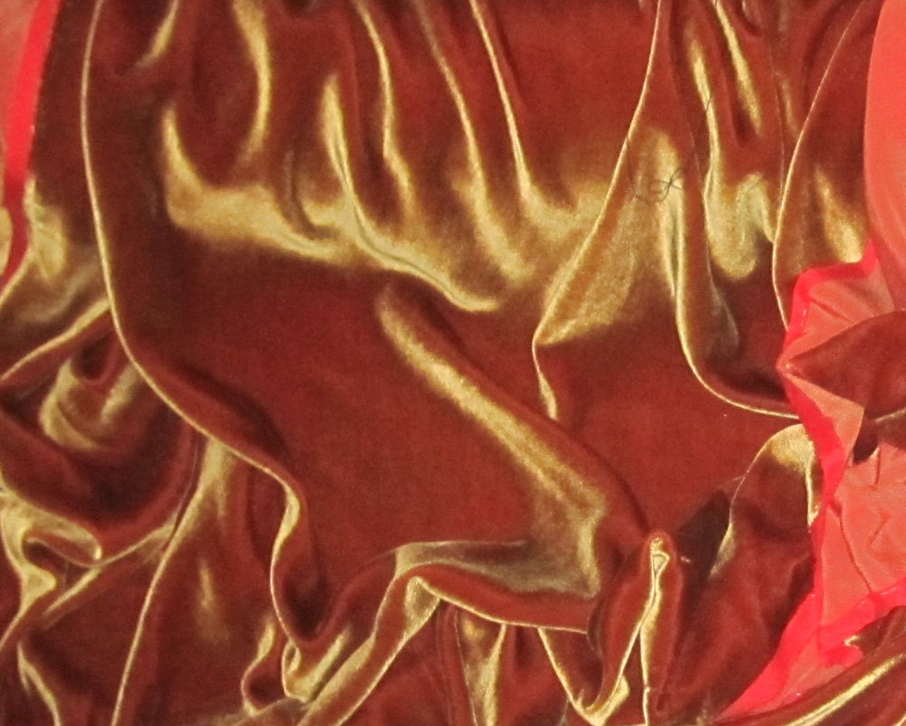 Iridescent GOLDEN RED Silk Velvet Fabric -  Fat 1/4