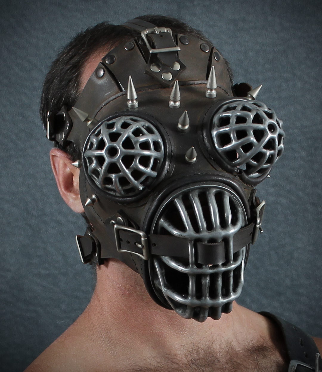 Steampunk Leather and Metal Mask "Crixus"