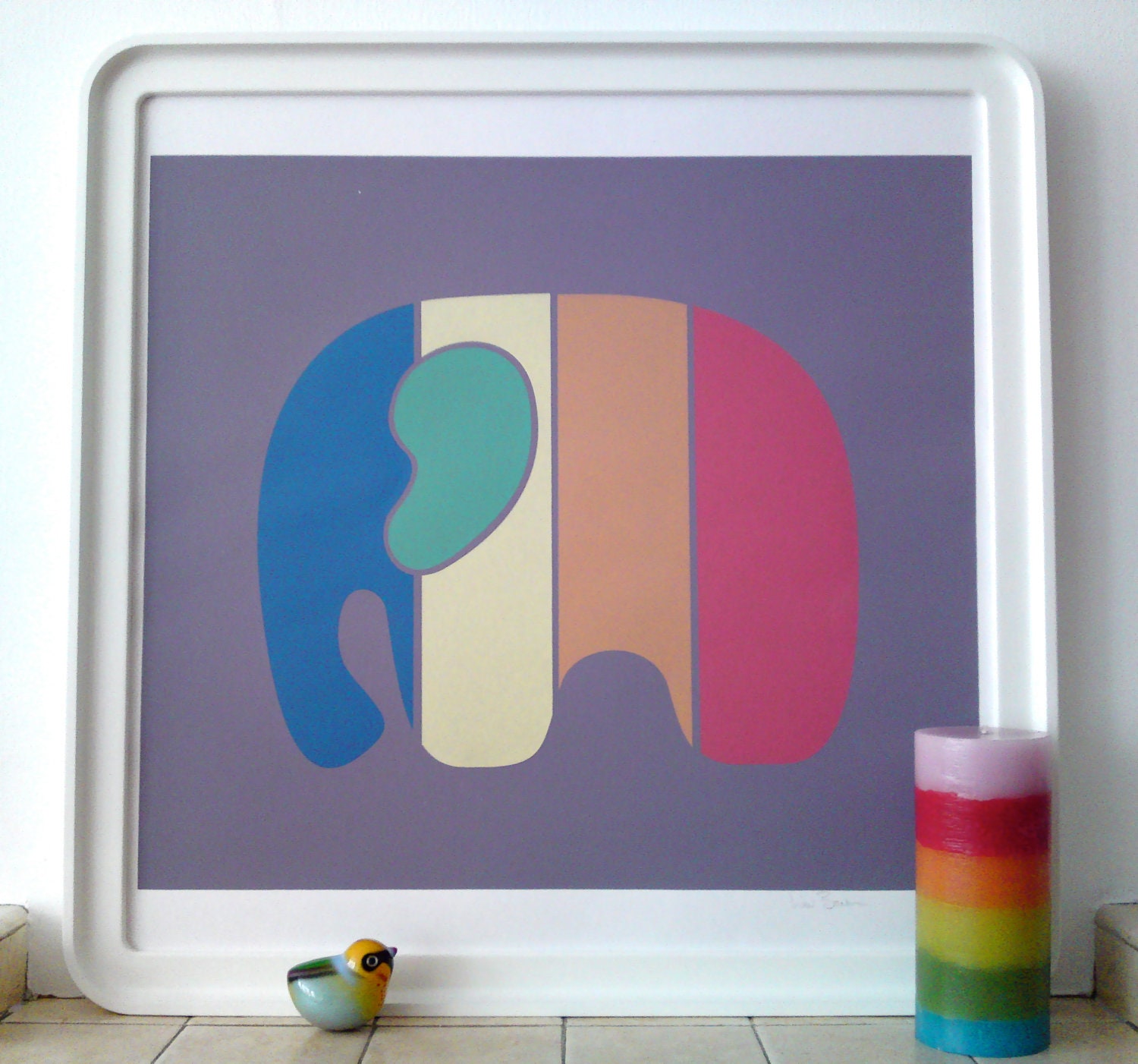 Screen Print - Rainbow Elephant - Original Limited Edition