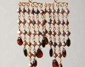 Pearl and Tourmaline Chandelier Earrings - 14k Gold Filled - One of a Kind