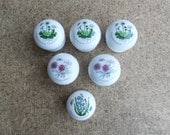 6 floral theme round white porcelain knobs includes hardware
