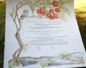Hand-written Calligraphy and Hand-painted Ketubah/Marriage Certificate
