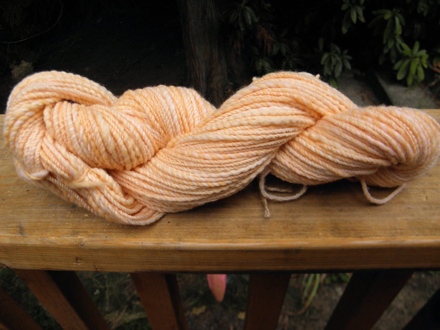 Handspun - Merino Wool,  hand dyed pink and peach 2 ply