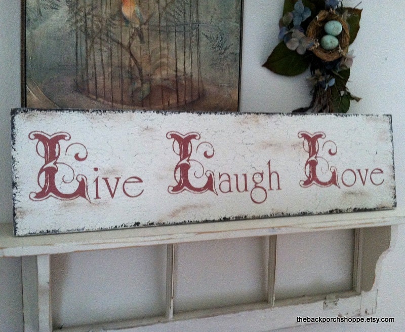 LIVE LAUGH LOVE Vintage Chic Signs 32 x 8 1/2