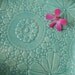 Large Pottery Bowl Gathered - Harvest Fruit bowl Serving Dish Centerpiece Cream Ceramic Tableware Seafoam Turquoise Vintage Crochet Texture