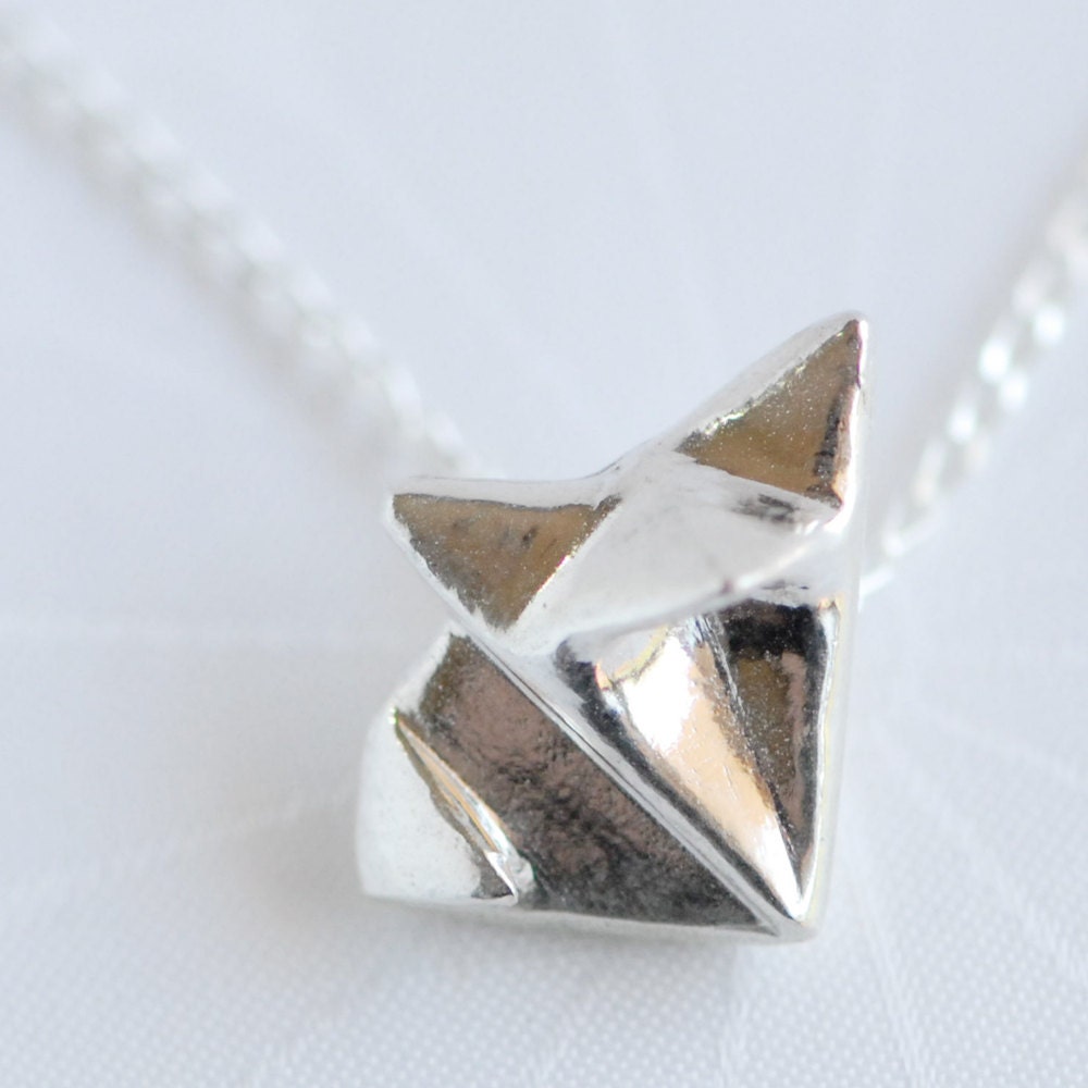 Sterling Silver Origami Fox Pendant