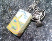 OhThePlacesYouWillGo Necklace with Book Charm and Globe Charm