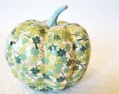 Pumpkin Ornament, Squash Ornament, Gourd Ornament, decoupage pumpkin, origami green aqua cream fall autumn thanksgiving