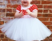 TUTU DRESS in retro RED and white polka dot tutu skirt for baby toddler girl birthday party portrait flower special occasion