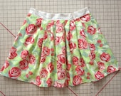 Tumble Rose Floral Amy Butler Aline Skirt Large Peach Pink Green