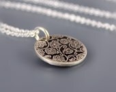 Small Rose Garden Necklace - etched sterling silver