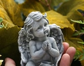 Concrete Angel Statue - Baby Angel Sculpture - Garden Cherub