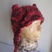 Hat red kitty cat or monster hand knit