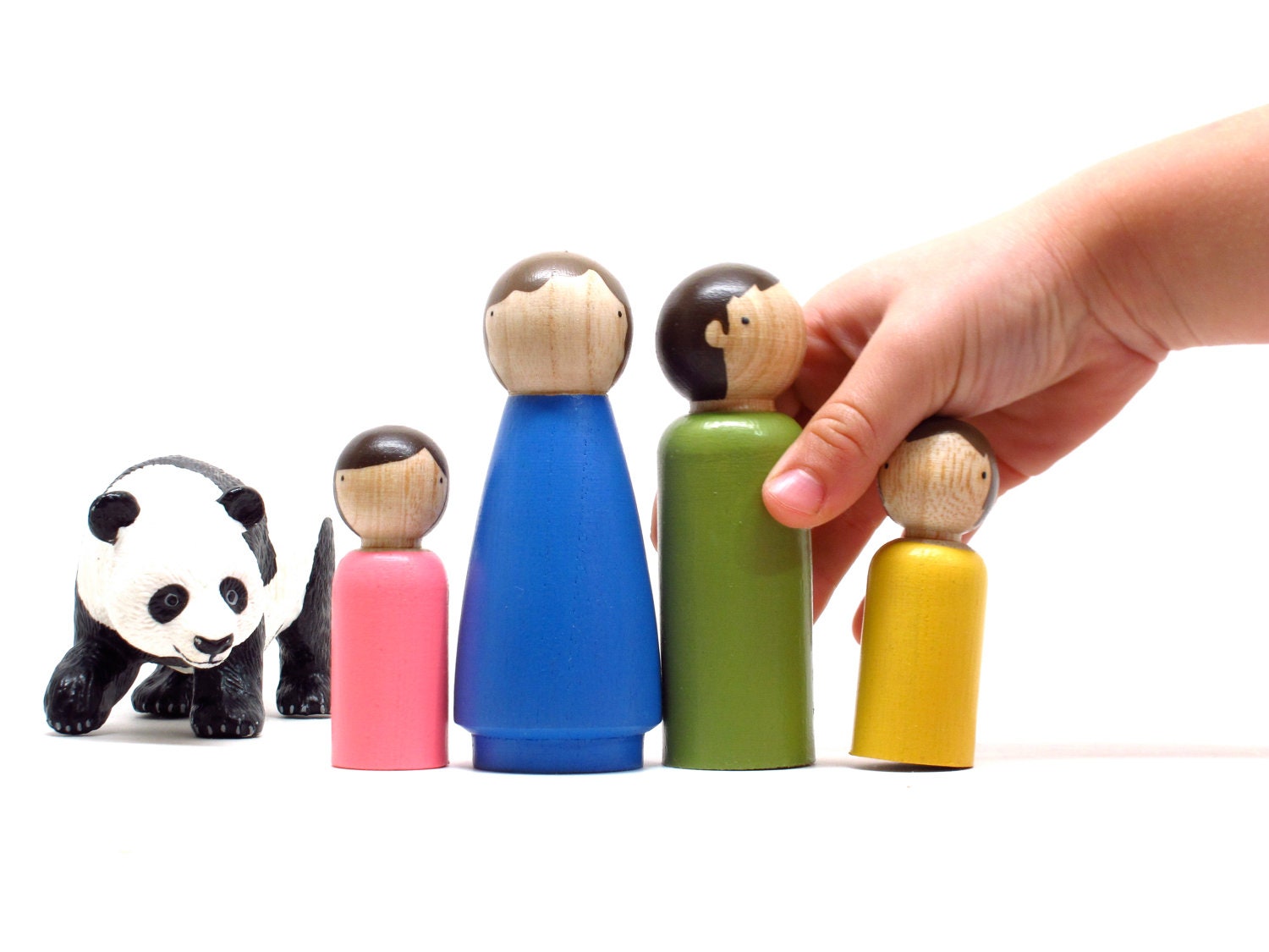 The Star Shine Family // Fair Trade // Four Wooden Peg Dolls for your Modern Doll House - Wooden Toys