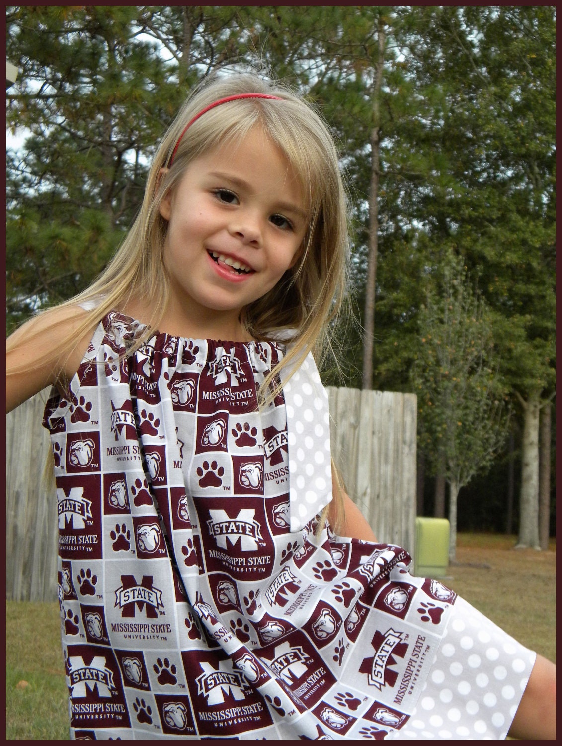 Custom Boutique Mississippi State University Pillowcase Dress -- 3/6 months - 8 years