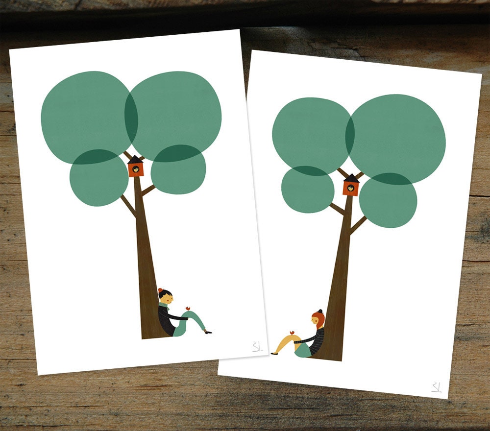 Under the tree set of two prints