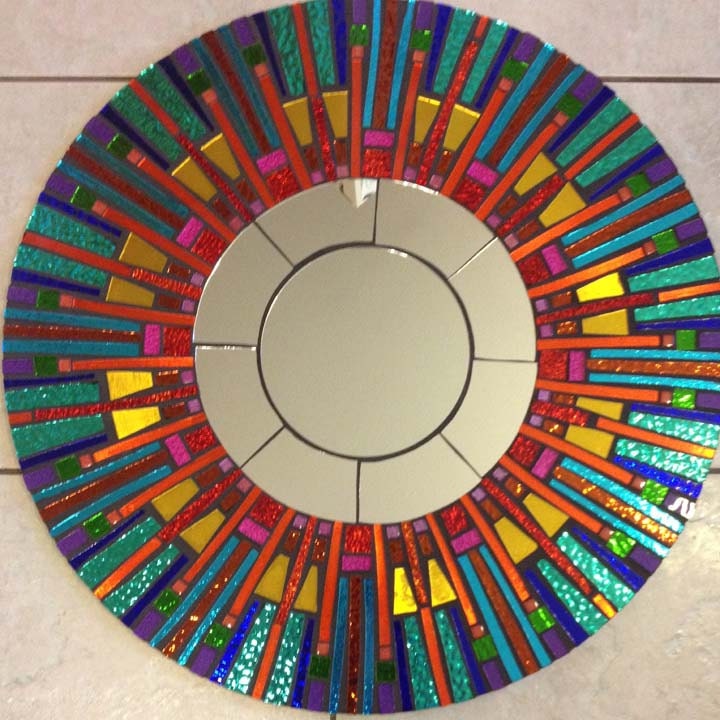 Mosaic Mirror Fiesta Stained Glass Round