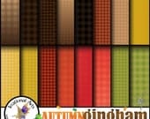 Autumn Ginghams INSTANT DOWNLOAD Digital Scrapbooking Papers 16 jpg files Autumn Fall Harvest gingham in red brown yellow green orange