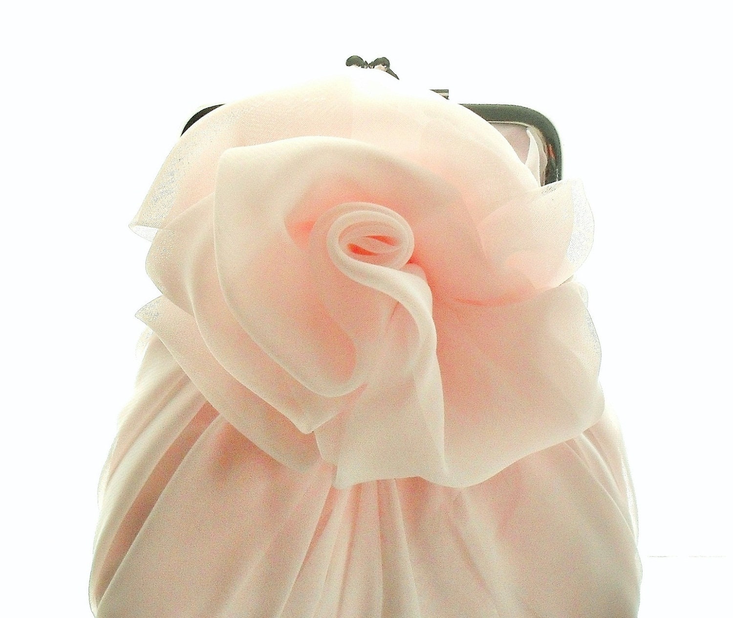 Pale Pink Chiffon Rose Purse - Size Small - Ready To Ship