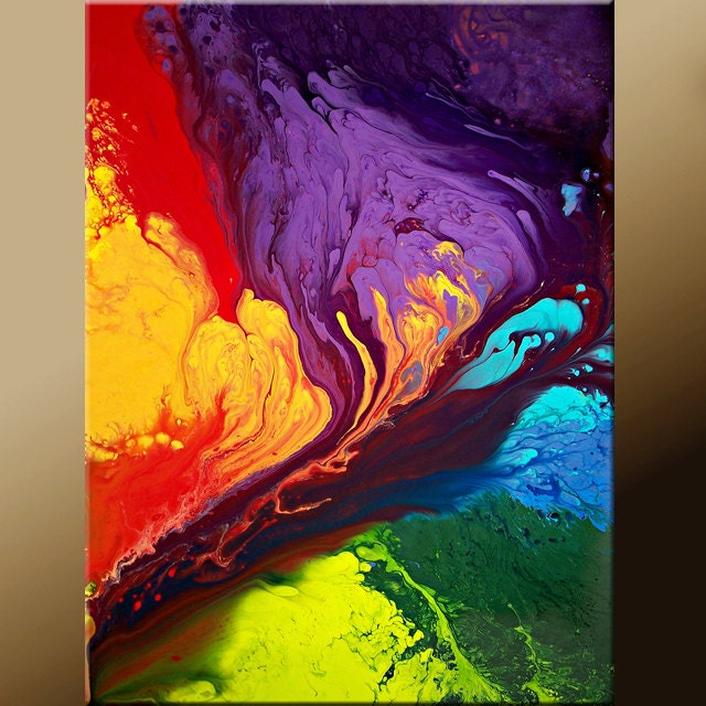 16x20 Abstract Art Print Matted Contemporary Fine Art Prints by Destiny Womack - dWo - Beyond the Rainbow