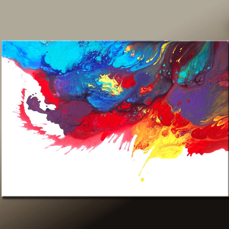 Abstract Art Painting 36x24 Rainbow Original Contemporary Canvas Art by Destiny Womack  - dWo - Leaps of Faith