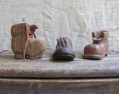 instant collection of trail-worn wooden shoes // folk art