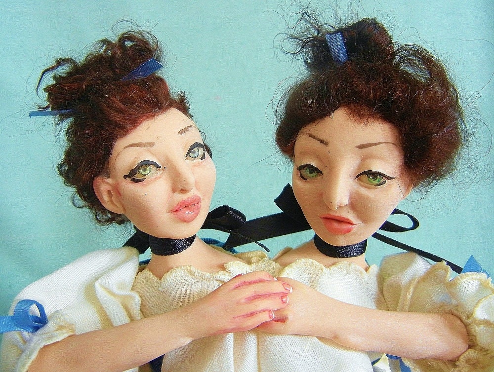 Anna Marie OOAK posable Conjoined Twins Art Doll by Moninesfaeries