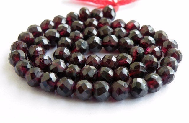 Garnet Rondelle Gemstone Dark Maroon Faceted Rondelle 7mm Full Strand Wholesale