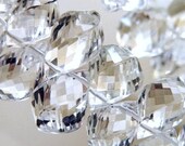 Quartz Briolette Gemstone AAA Rock Crystal Quartz Gemstone Faceted Spiral Twist Drop Briolette HUGE Focal 15 to 19mm Set of 10 beads