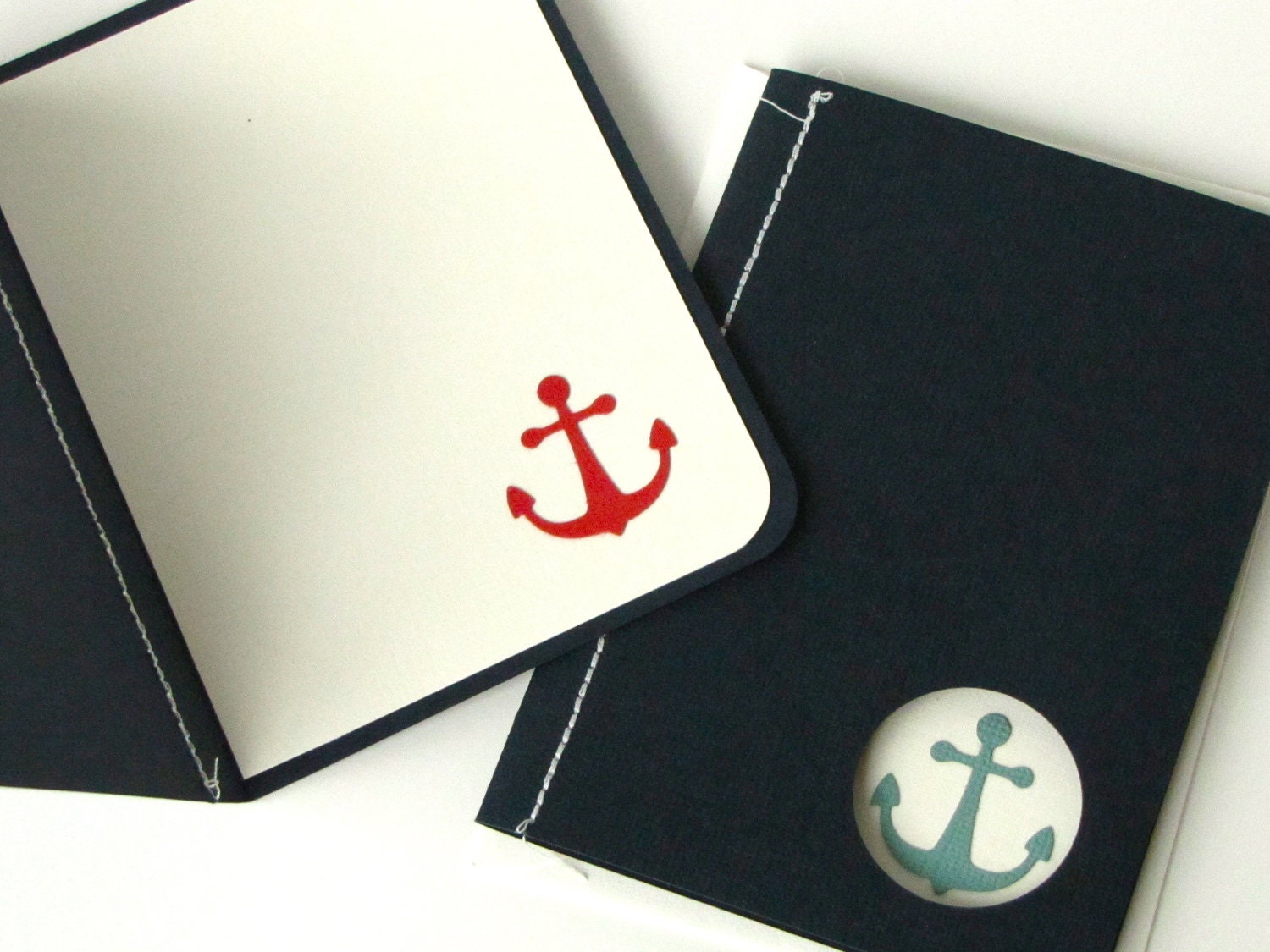 Navy Anchor 4bar Note Cards - Set of 6
