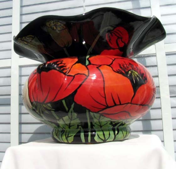Red Poppy Self Watering Ceramic African Violet Flower Pot on Etsy 2 Piece