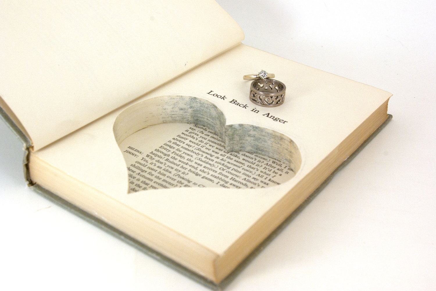 Wedding - Vintage Hollow Book Safe with Heart - Three Plays - christmasinjuly