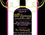 Swirl Wine Love Bridal Shower Bachelorette Party Invitation - Customizable and PRINTABLE