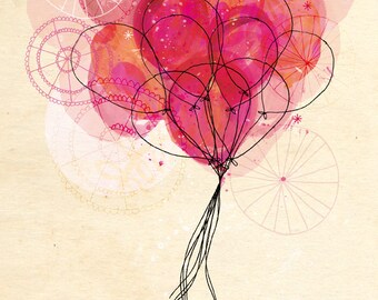 Carnival Balloons Art Print A4 8x11