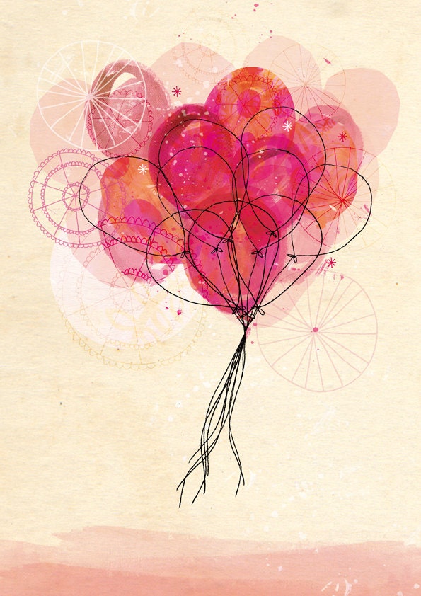 Carnival Balloons Art Print A4 8x11