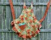 Fall Leaves Flouncy Ruffled Apron Full Length