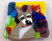 Kangaroo dog small fused glass dish