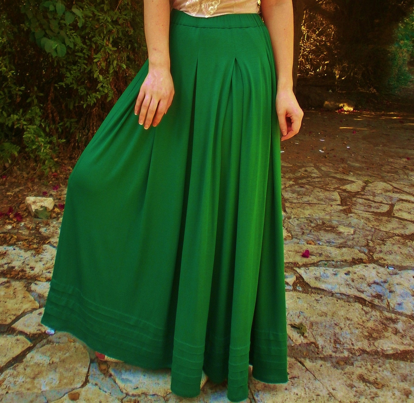 Day and Night grass green cotton viscosa skirt grass green long skirt maxi skirt gypsy skirt green skirt