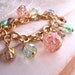 Peach Tea shabby charm bracelet with vintage glass beads