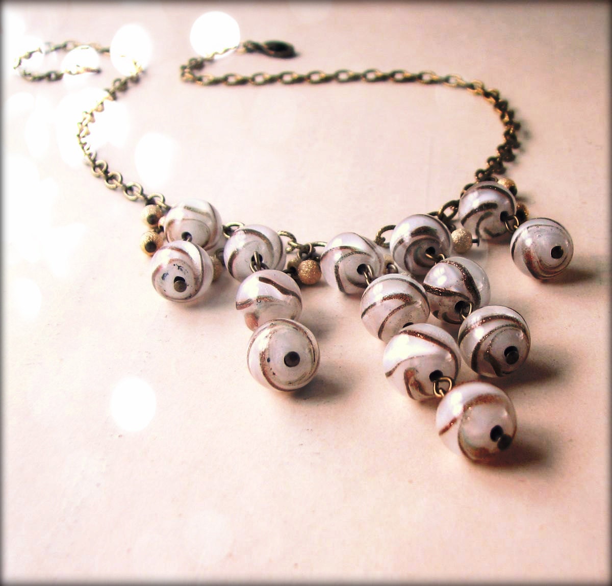 Bib Statement necklace Winter Dream vintage glass