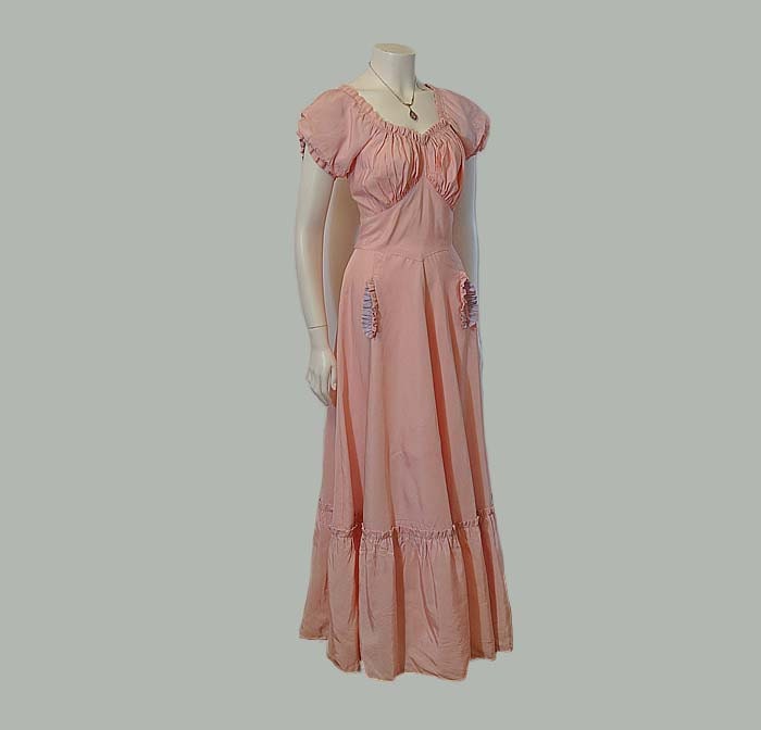 30s dress / Super Sweetness Vintage 1930's Taffeta Bias Cut Maxi Dress