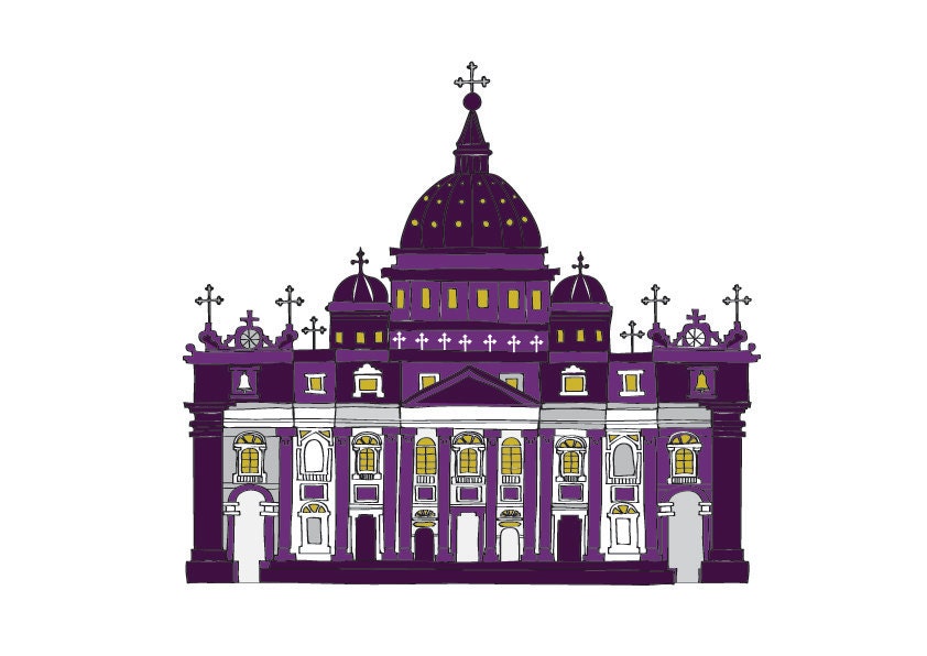 Church wall art Print inspired by Saint Peter's Basilica Vatican City Baptism Gift Children Travel art Wedding Birthday Anniversary gift