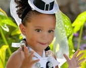 Spooky Specter Mini Top Hat with attached veil.... Over the Top Hair Bow...and matching Headband