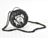 New Mom Necklace. Mothers Day Mama /Baby Elephant Butts Jungle Safari Jewelry in Black Polymer Clay Cute Gift for Baby Showers.