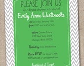 Printable Bridal Shower Invitations Kelly Green and Gray Chevron Il_170x135