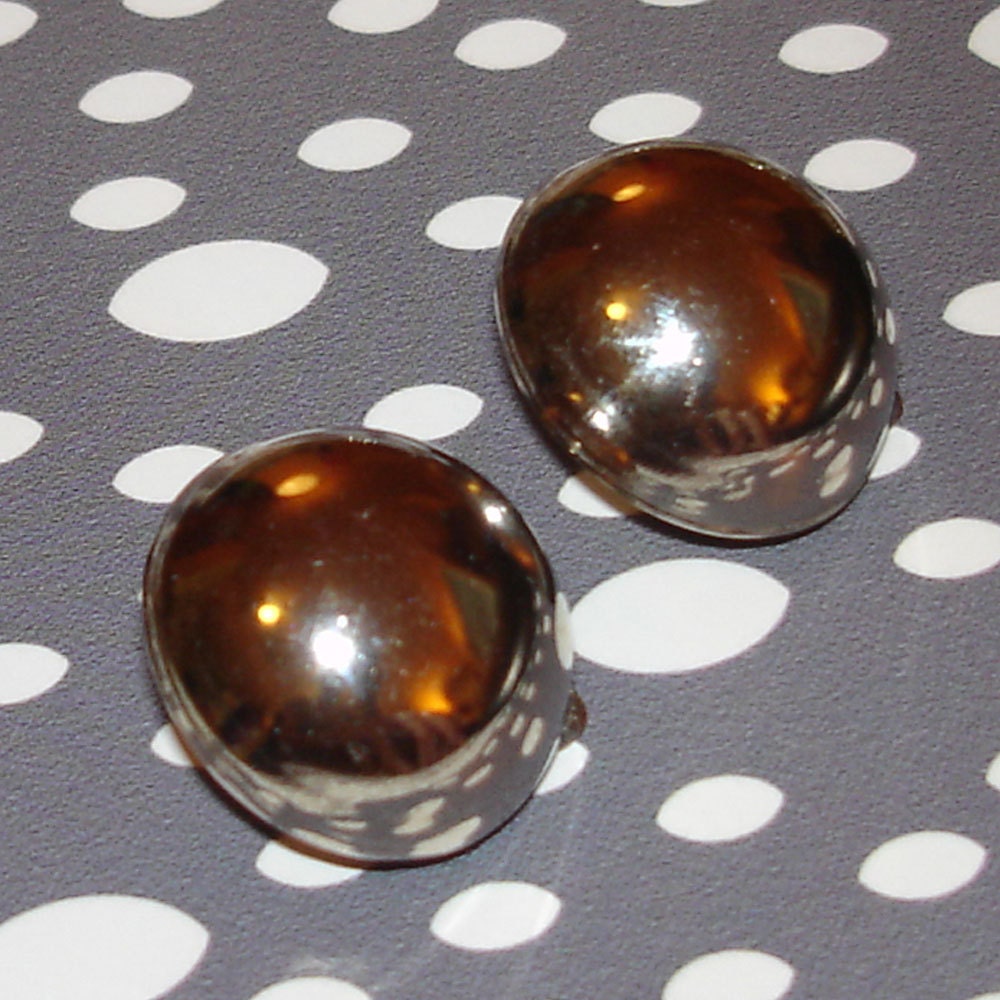 vintage silver clip on button style round earrings