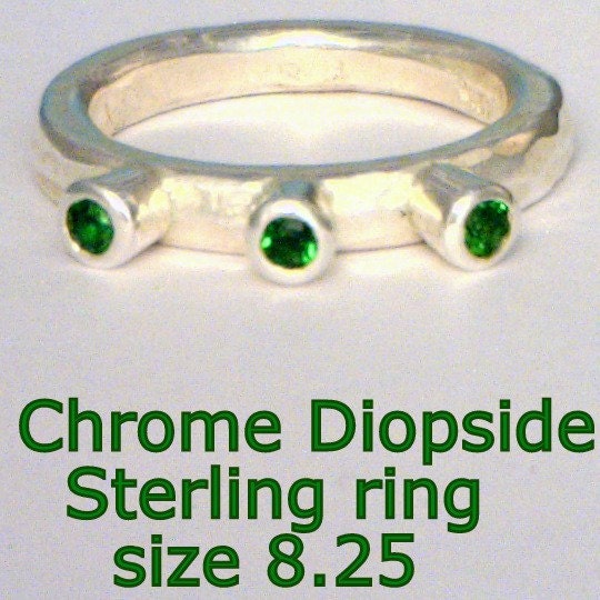 Chrome Diopside Unisex Gents Ladies Handmade Sterling 925 Silver Ring size 8.25