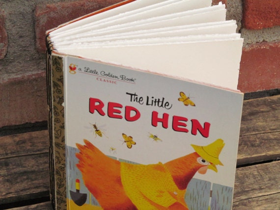 The Little Red Hen Golden Book Journal with Hand Torn 140lb Cold Press Watercolor Paper