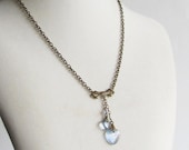Blue Heart Necklace - Fall fashion - upcycled earring