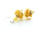 Lemon Zest Earrings, OOAK Yellow Lampwork Glass & Sterling Silver Earrings